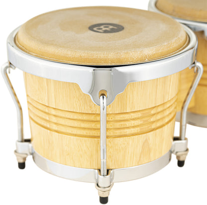 MEINL Percussion Wood Bongo 6 3/4" Macho & 8" Hembra - Natural/Chrome HW