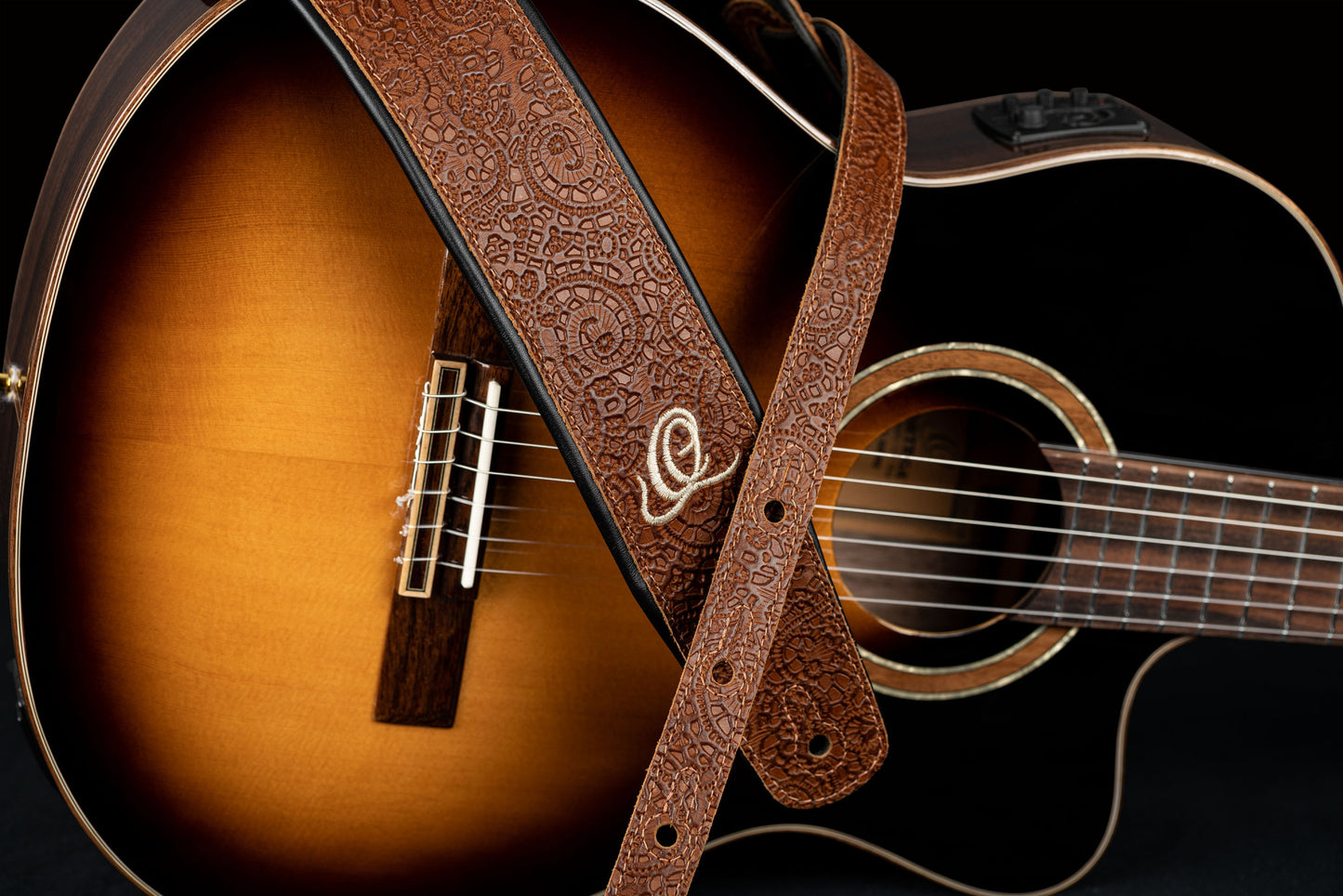 ORTEGA Echtledergitarrengurt - Byzantine Brown