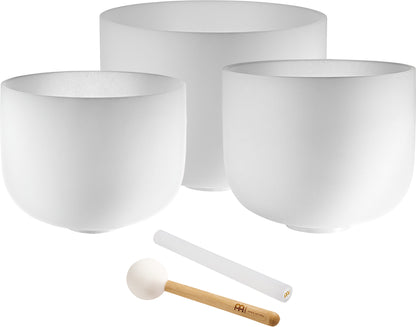 MEINL Sonic Energy Weiß-mattierte Kristallklangschalen Set 3 teilig - A4/F4/D4/432 Hz