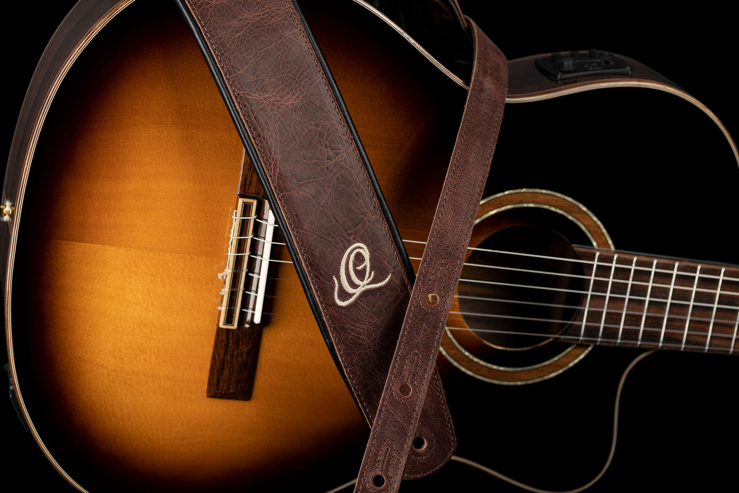 ORTEGA Echtledergitarrengurt - Vintage Brown