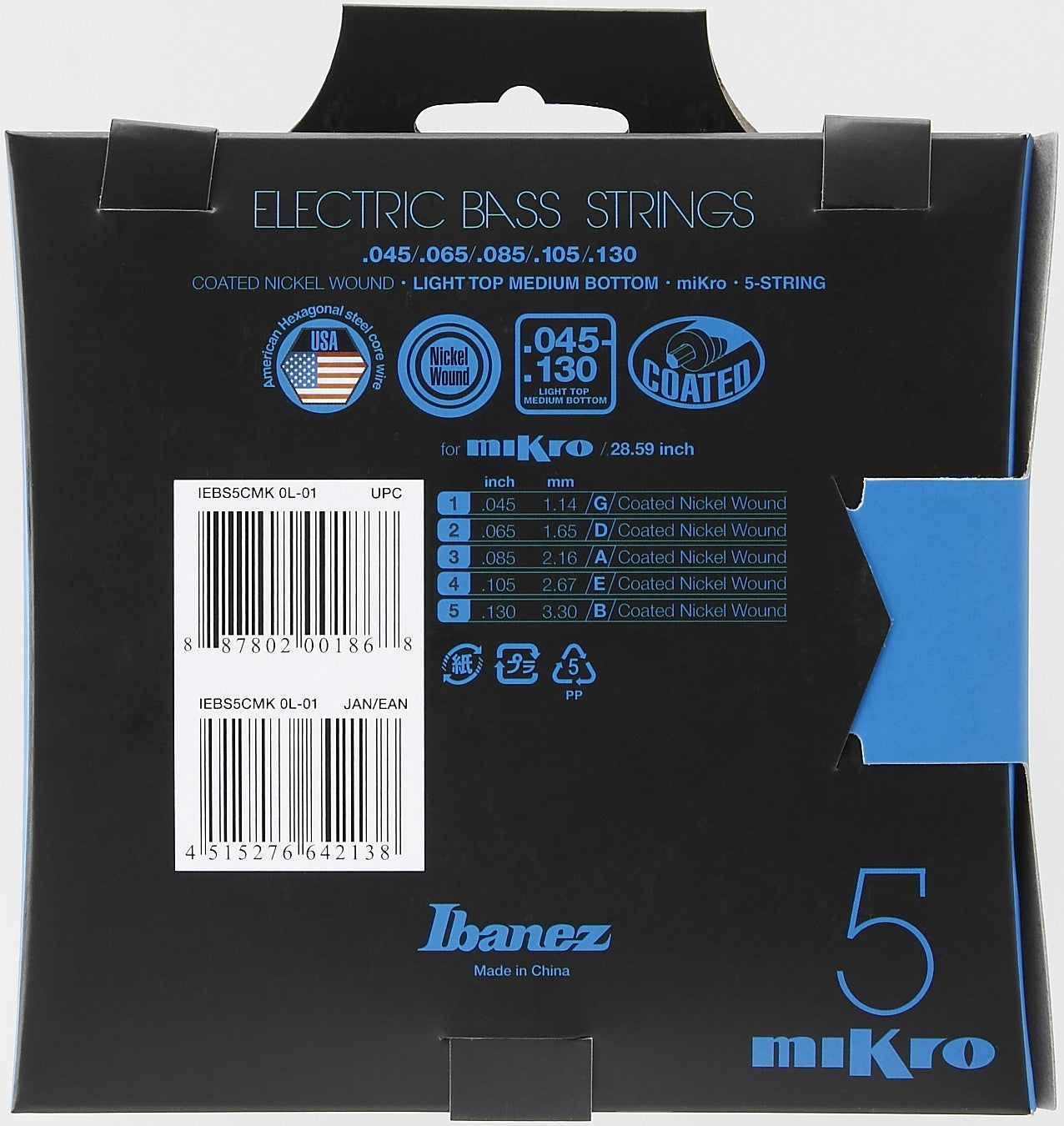 IBANEZ String Set for 5 String Bass - Mikro Scale