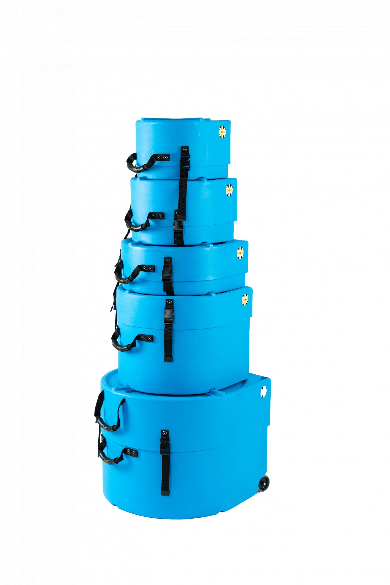 HARDCASE Fusion Case Set 2 - 20“ Bass Drum, 10“ Tom, 12“ Tom, 14“ Floor Tom, 14“ Snare Drum - Light Blue / fully lined