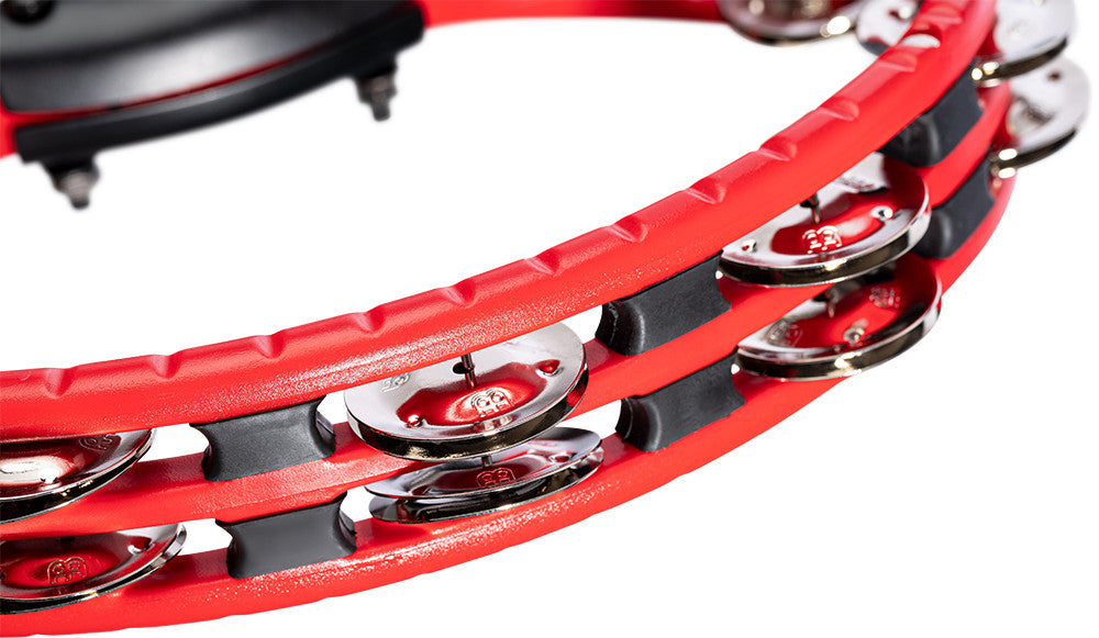 MEINL Percussion Traditional Mountable ABS Series Molded ABS Tambourine - rot/vernickelte Stahl Jingles