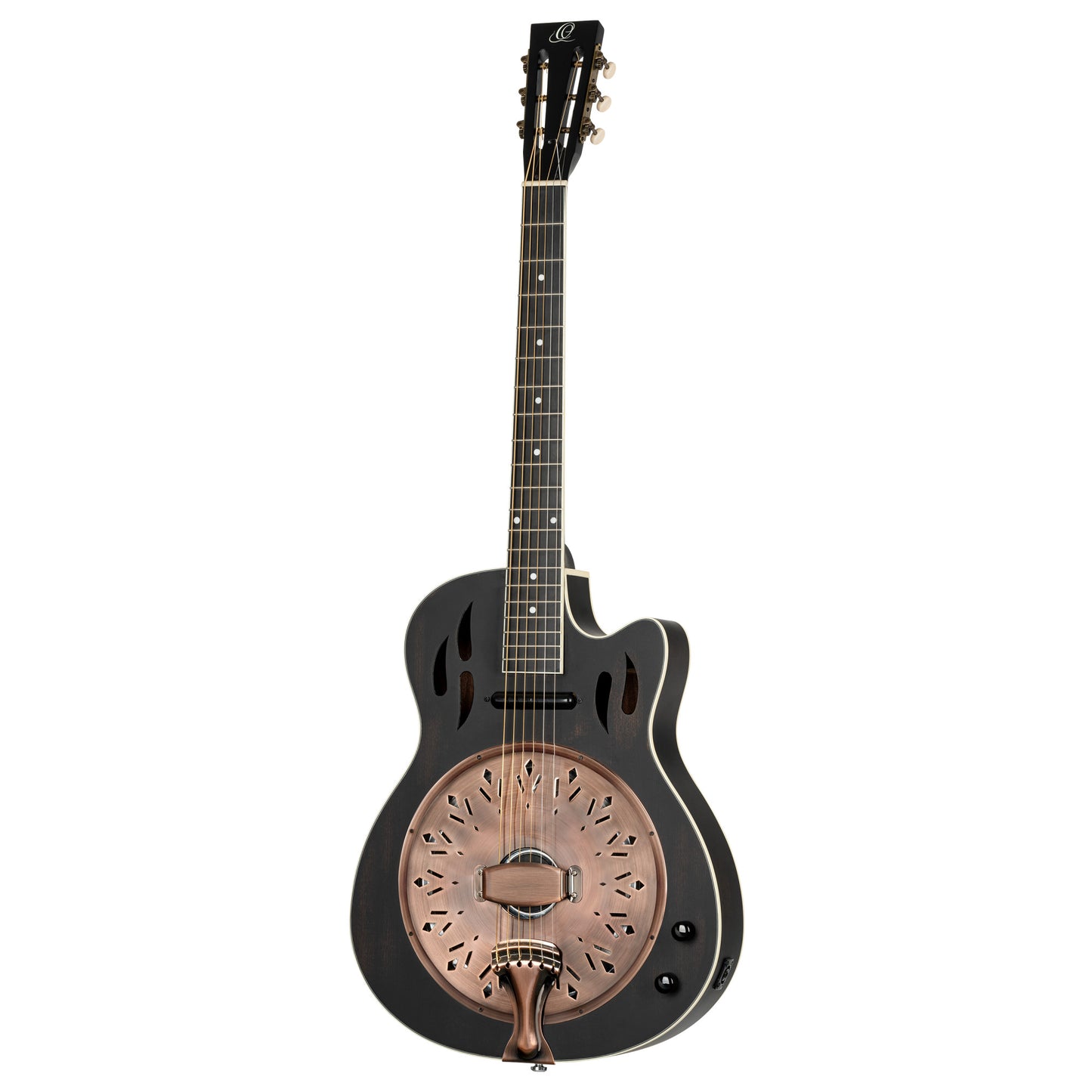 ORTEGA Americana Series Resonatorgitarre  6 String - Distressed Black / Antique Brass HW