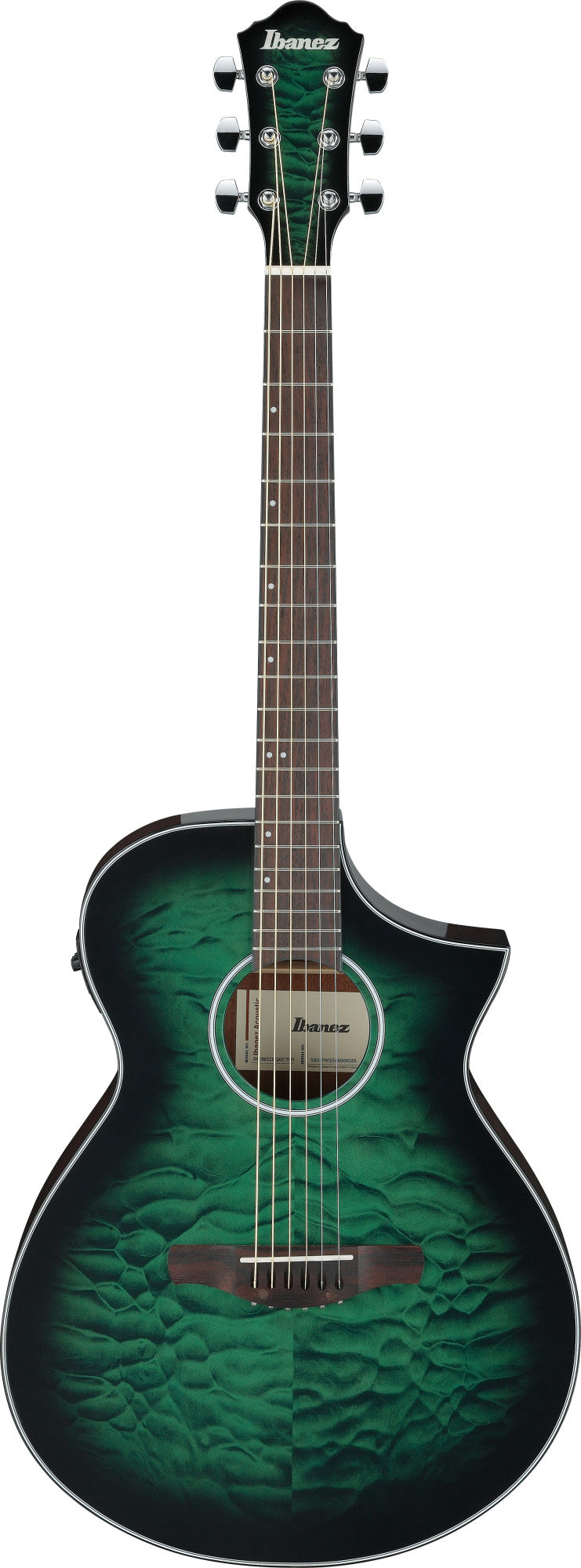 IBANEZ AEWC Acoustic Guitar 6-String - Transparent Emerlad Burst Top & Natural High Gloss Back & Side