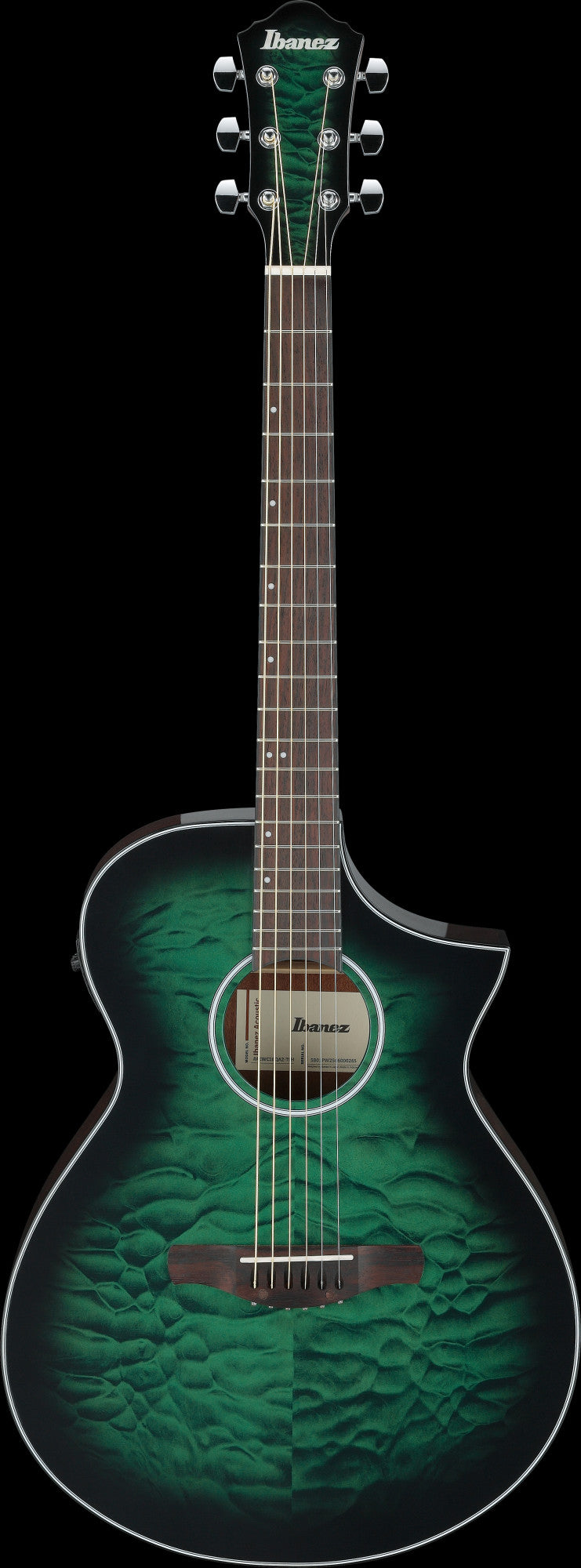 IBANEZ AEWC Acoustic Guitar 6-String - Transparent Emerlad Burst Top & Natural High Gloss Back & Side