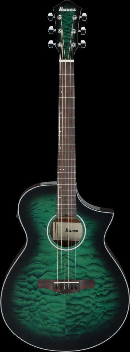 IBANEZ AEWC Acoustic Guitar 6-String - Transparent Emerlad Burst Top & Natural High Gloss Back & Side