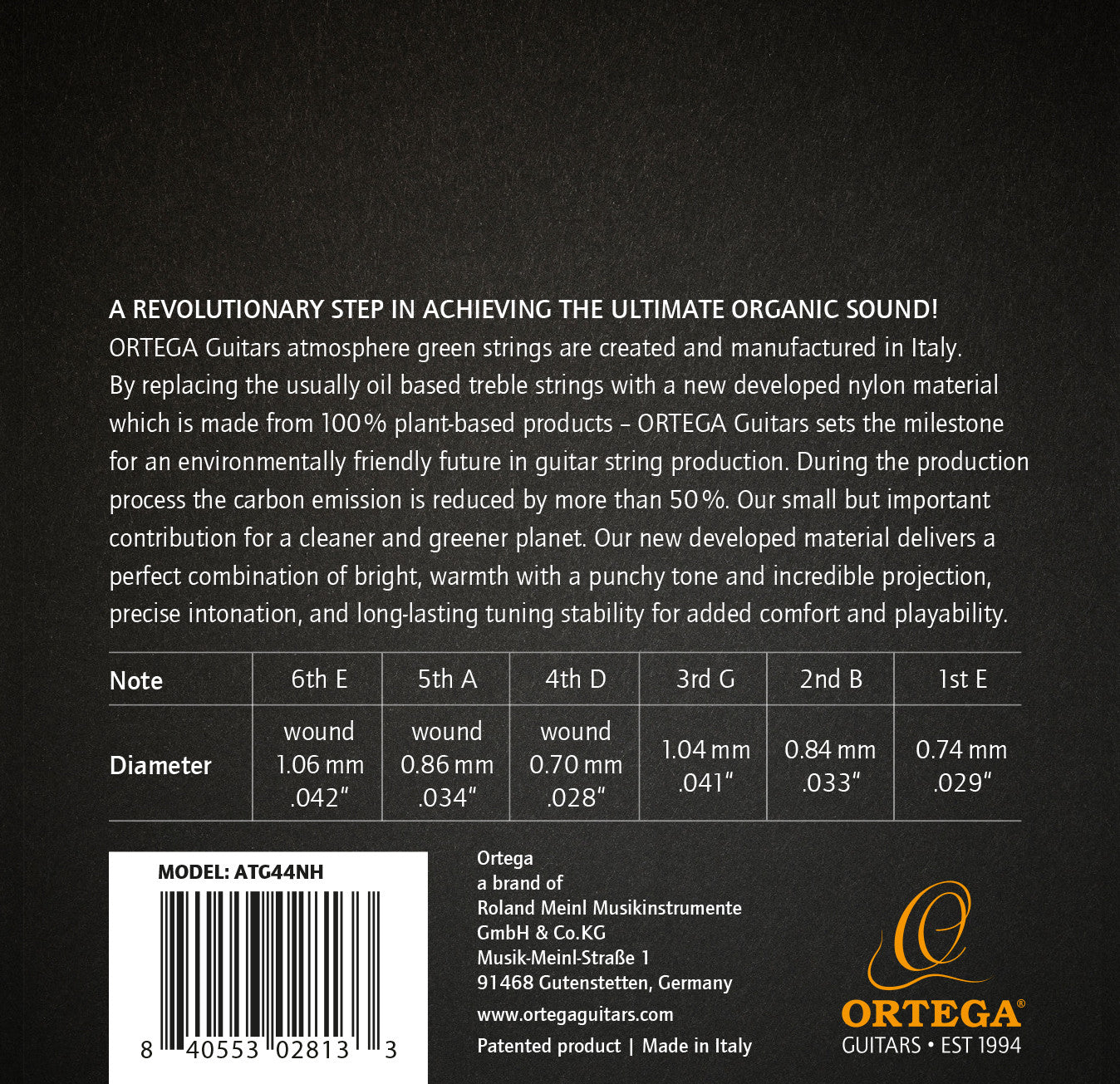 ORTEGA Atmosphere Green Series Nylon String Set - Hard Tension