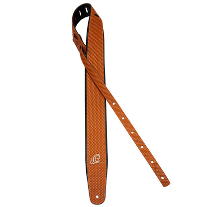 ORTEGA Genuine-Leather Guitar-Strap - Orange Braid