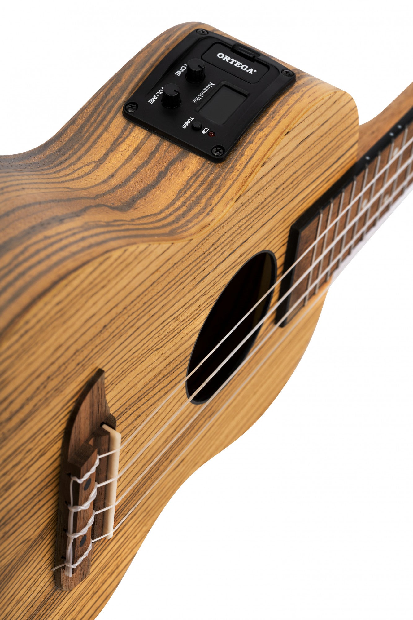 ORTEGA Timber Series Concert Preamp Ukulele 4 String - Zebrawood Natural + Bag