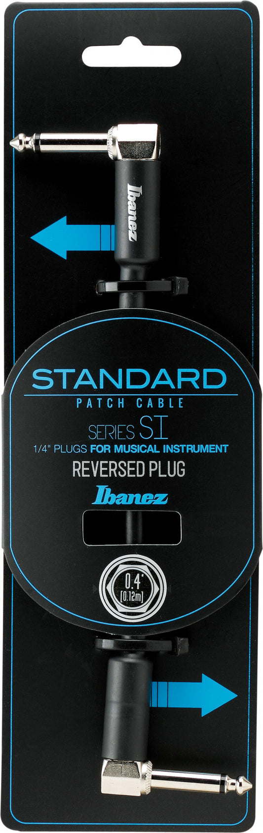 IBANEZ SI Series (Standard) Guitar Instrument Cable -  - Right Angle / Reversed Right Angle Patch Cable - Male - Male, Black - 0,12 m / 0,4 ft
