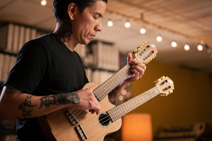 ORTEGA Custom Built Series Double-Neck Tenor Ukulele - Ovangkol Natural + Bag