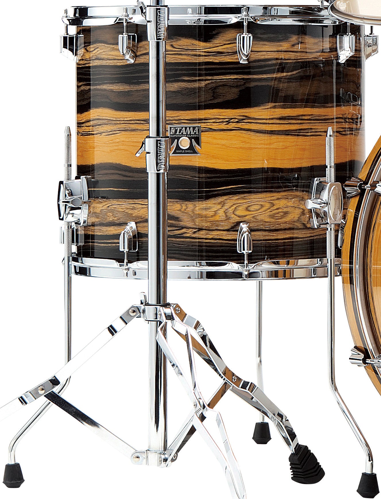 TAMA Superstar Classic Floor Tom 16" x 14" - Natural Ebony Tiger Wrap/Chrome HW