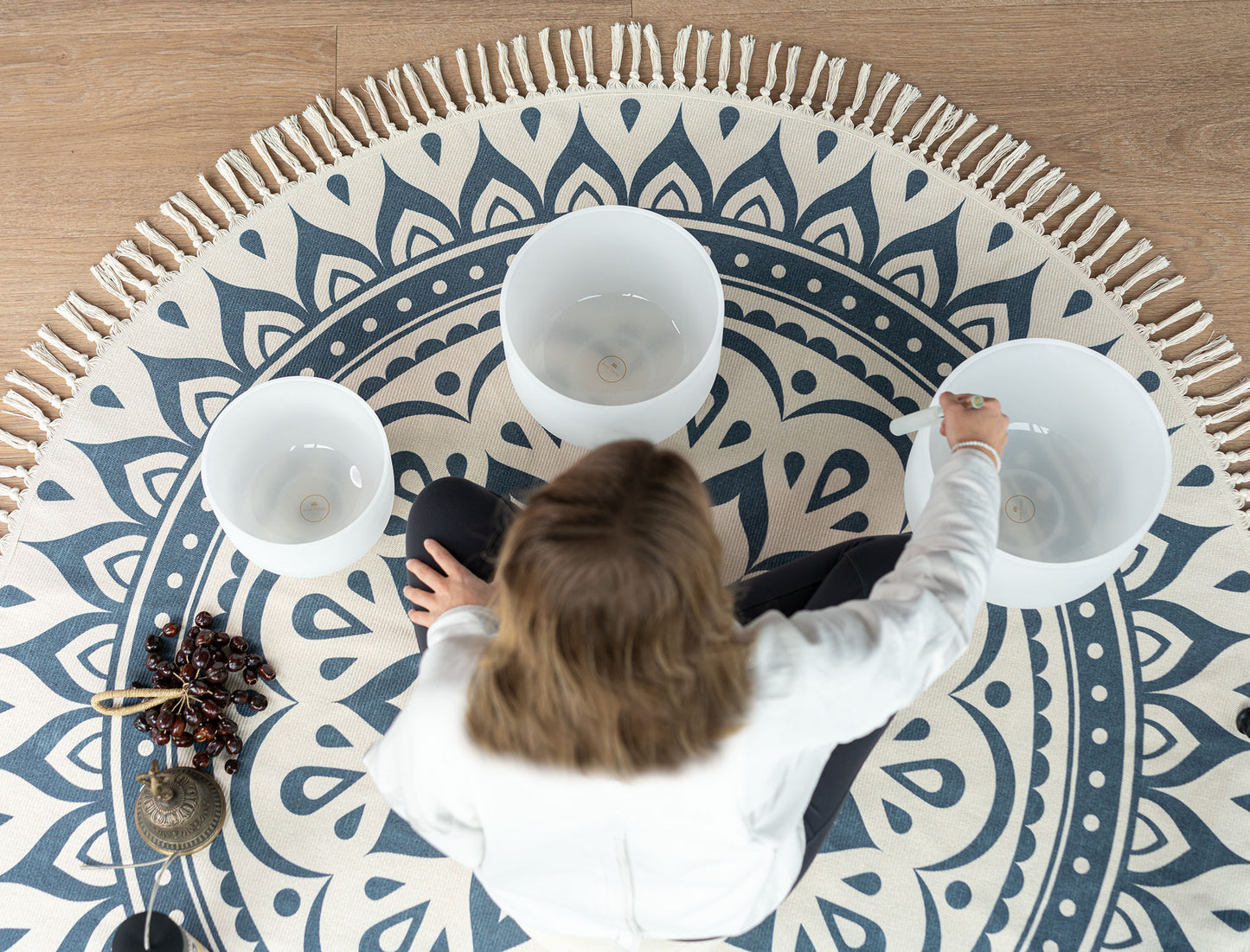 Meinl Sonic Energy Meditation Rug - Navy Blue / Floral Design