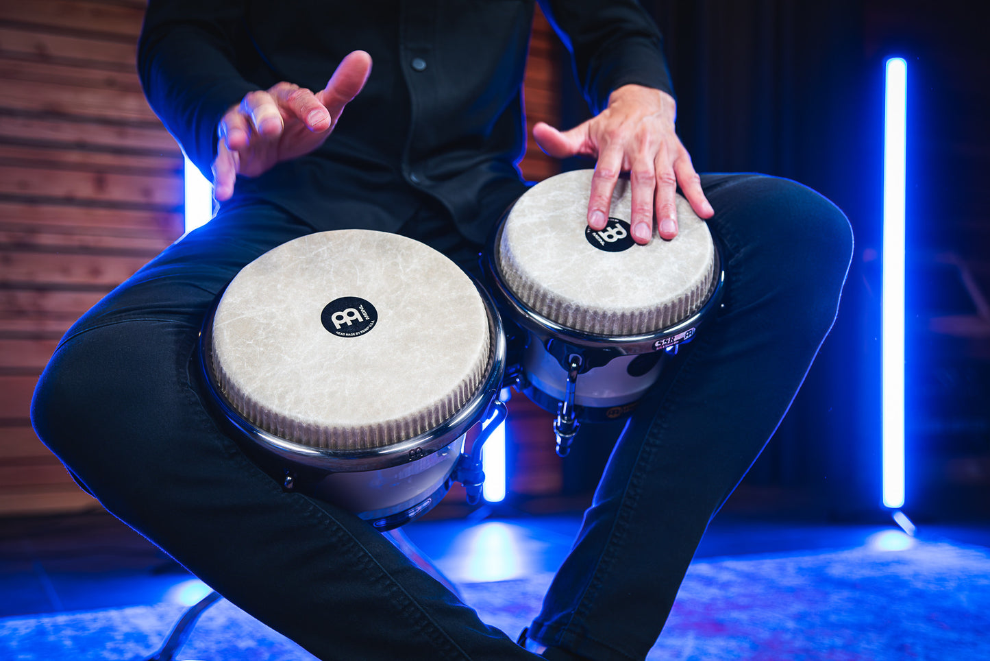 MEINL Percussion Artist Series Bongo Roberto Serrano, REMO® Fiberskyn Heads - 7" & 8 1/2" Pearl White