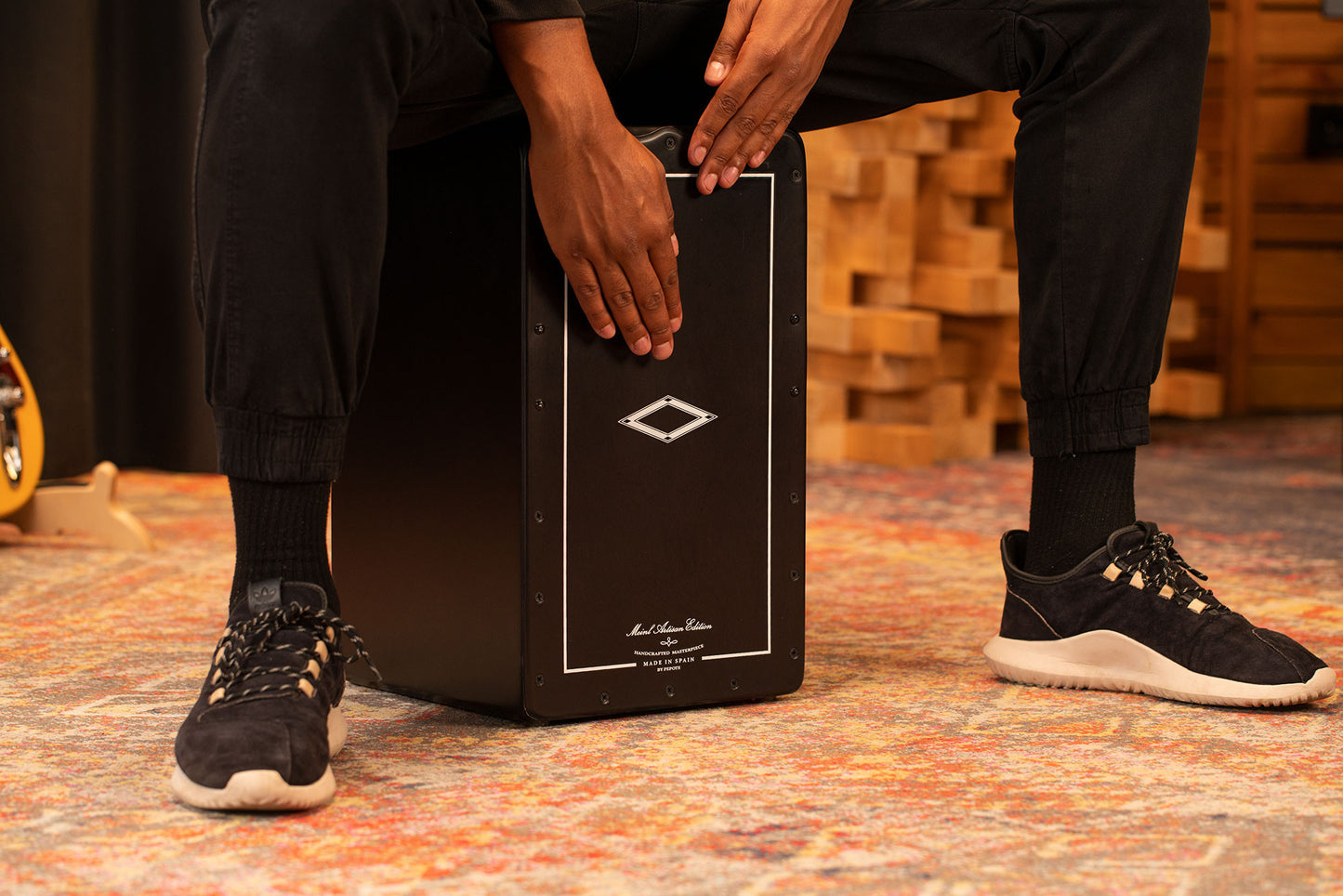 MEINL Percussion Artisan Edition Series String Cajon Tango Line - Satin Black