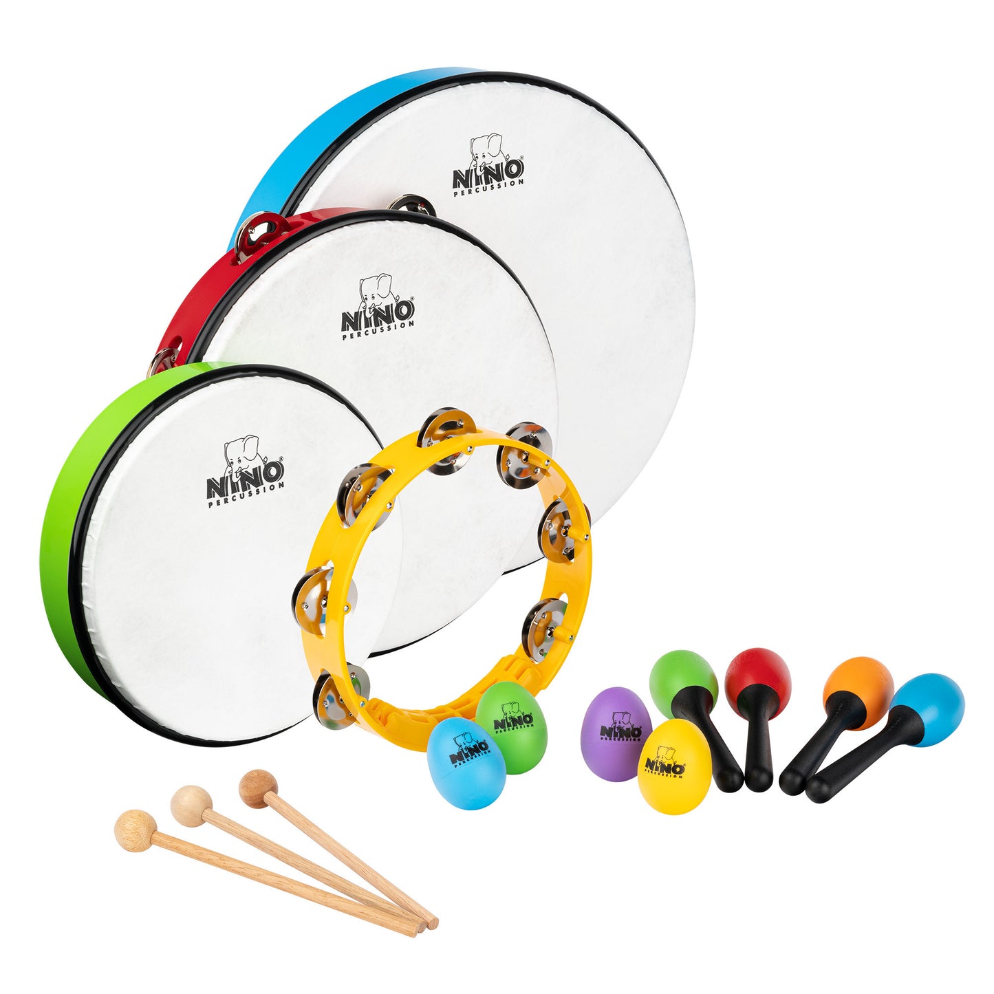 NINO Percussion Rhythmus Set für Kinder - 12 teilig