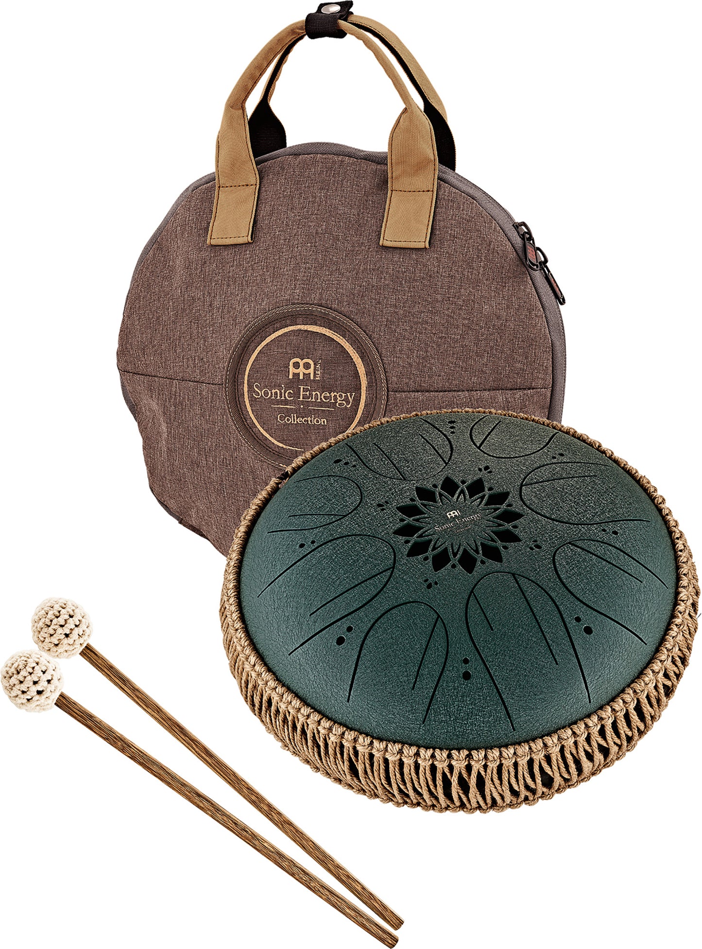 MEINL Sonic Energy Medium Octave Steel Tongue Drum 10" - F# Minor/8 Notes/432 Hz - Dark Green