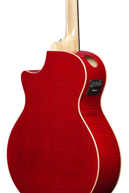 IBANEZ AE Akustikgitarre 6-String - Natural High Gloss Decke, Transparent Red High Gloss Zargen & Boden