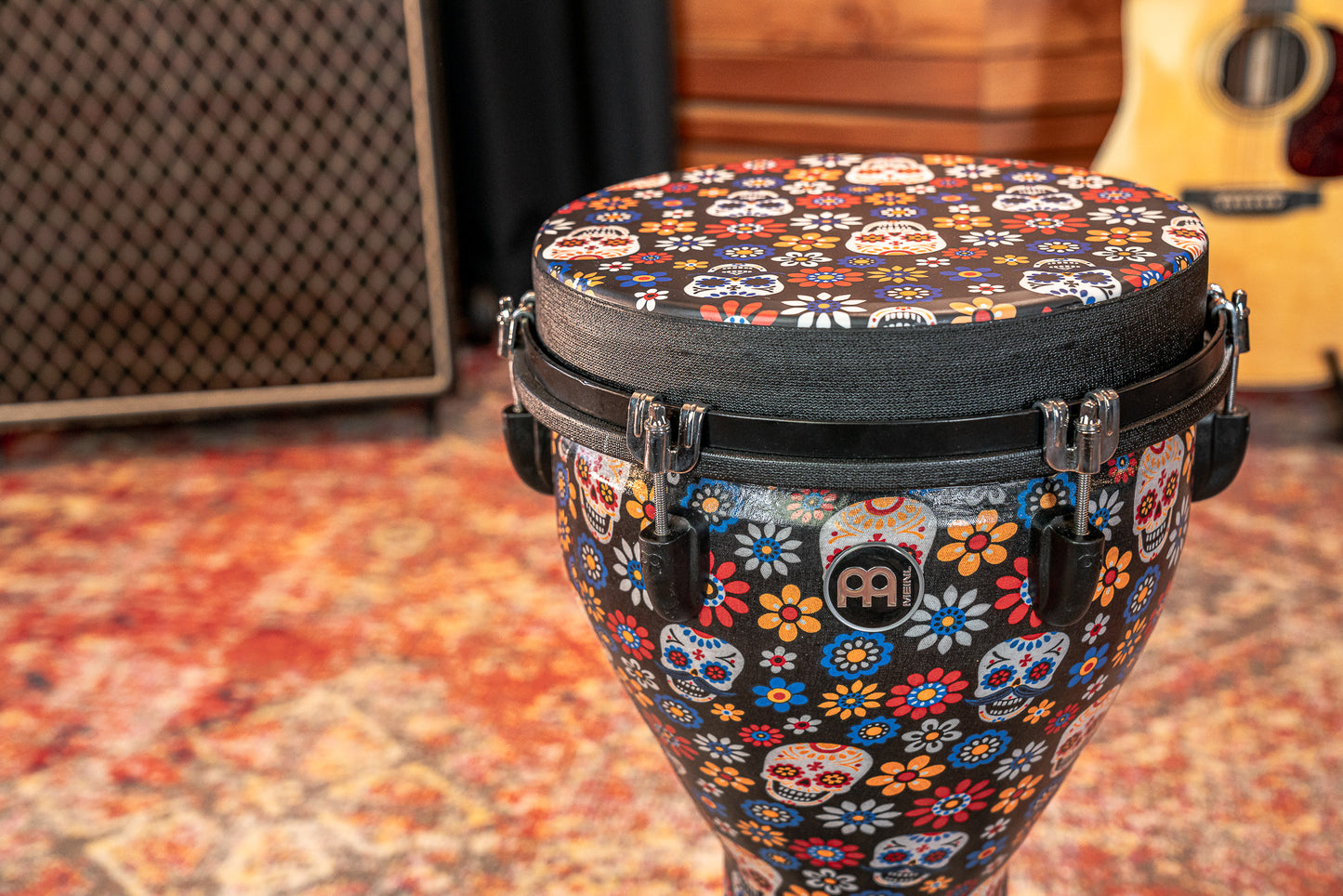MEINL Percussion Jumbo Djembe 12" - Day Of The Dead/Designer Head