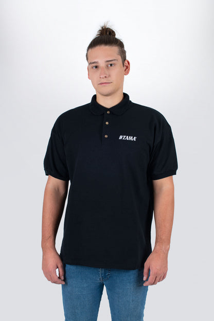 Tama polo in black with logo on left chest