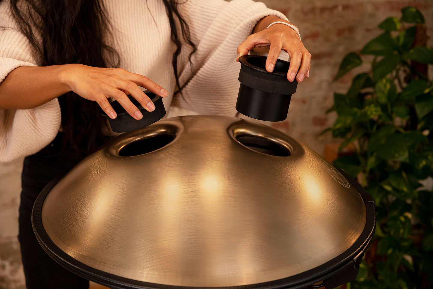 MEINL Sonic Energy Sensory Handpan Stainless Steel D Amara 9 Notes 440 Hz - Vintage Gold