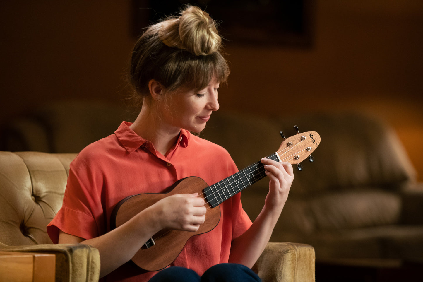 KEIKI K2 Serie Sopran Ukulele Set - Agathis / Mahogany Natural