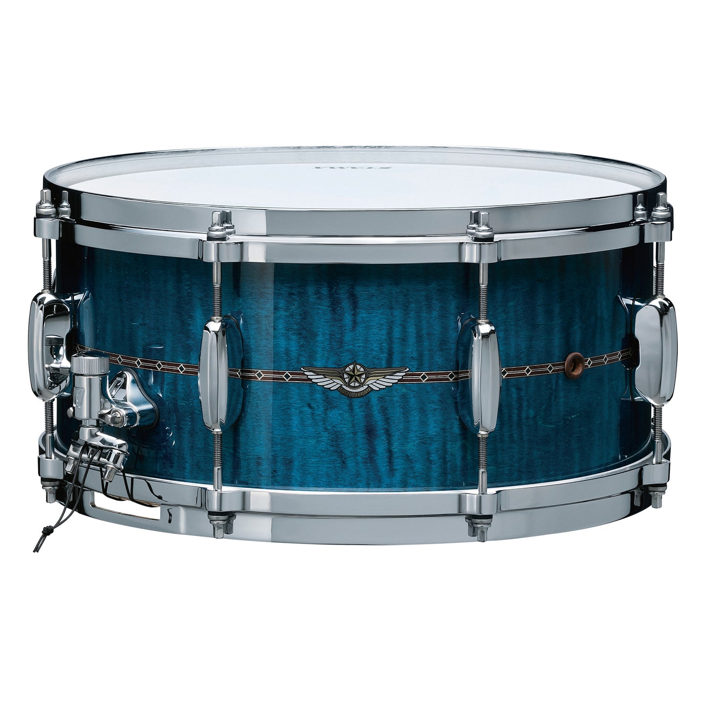 TAMA STAR Maple Snaredrum 14" x 6,5" - Ocean Blue Curly Maple/Chrom HW - Outside Inlay