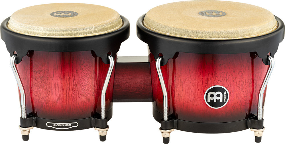MEINL Percussion Headliner Series Wood Bongo 6 3/4" Macho & 8" Hembra - Wine Red Burst
