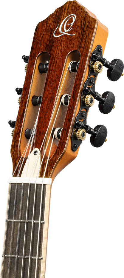 ORTEGA TourPlayer DeLuxe Nylon String Guitar 6-String Lefty - Flamed Maple Blue + Gig Bag