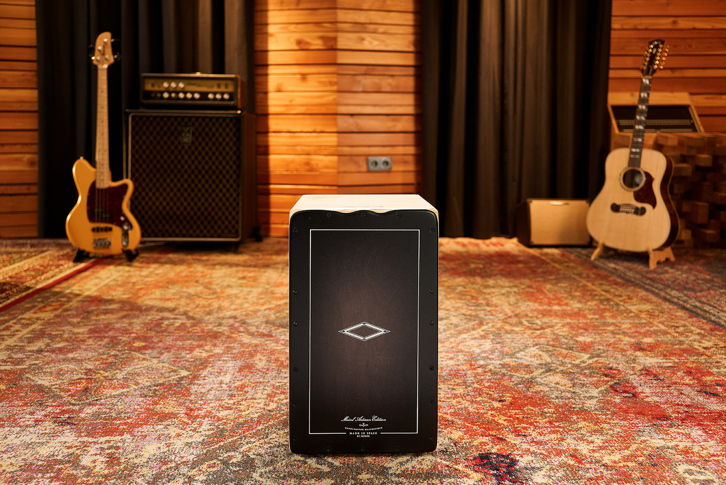 MEINL Percussion Artisan Edition Series String Cajon Soleá Line - Ebony Burst
