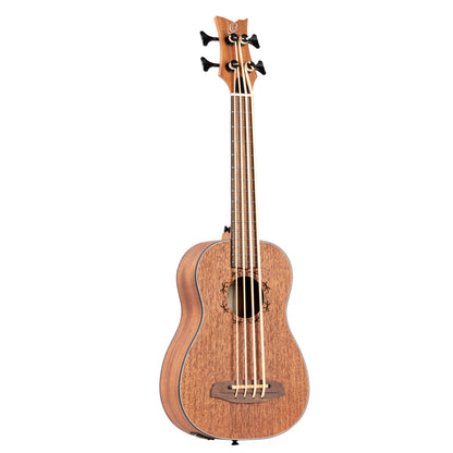 ORTEGA Lizard Series Short Scale Uke Bass 4 String Lefty - Acacia Natural + Bag