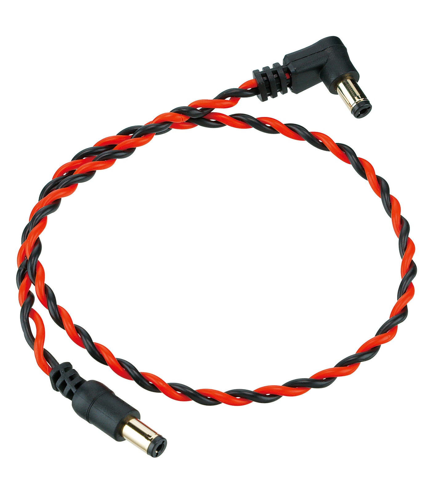 IBANEZ Verdrilltes DC-Kabel schwarz & neonrot, Länge: 16“ Gerader & abgewinkelter Stecker
