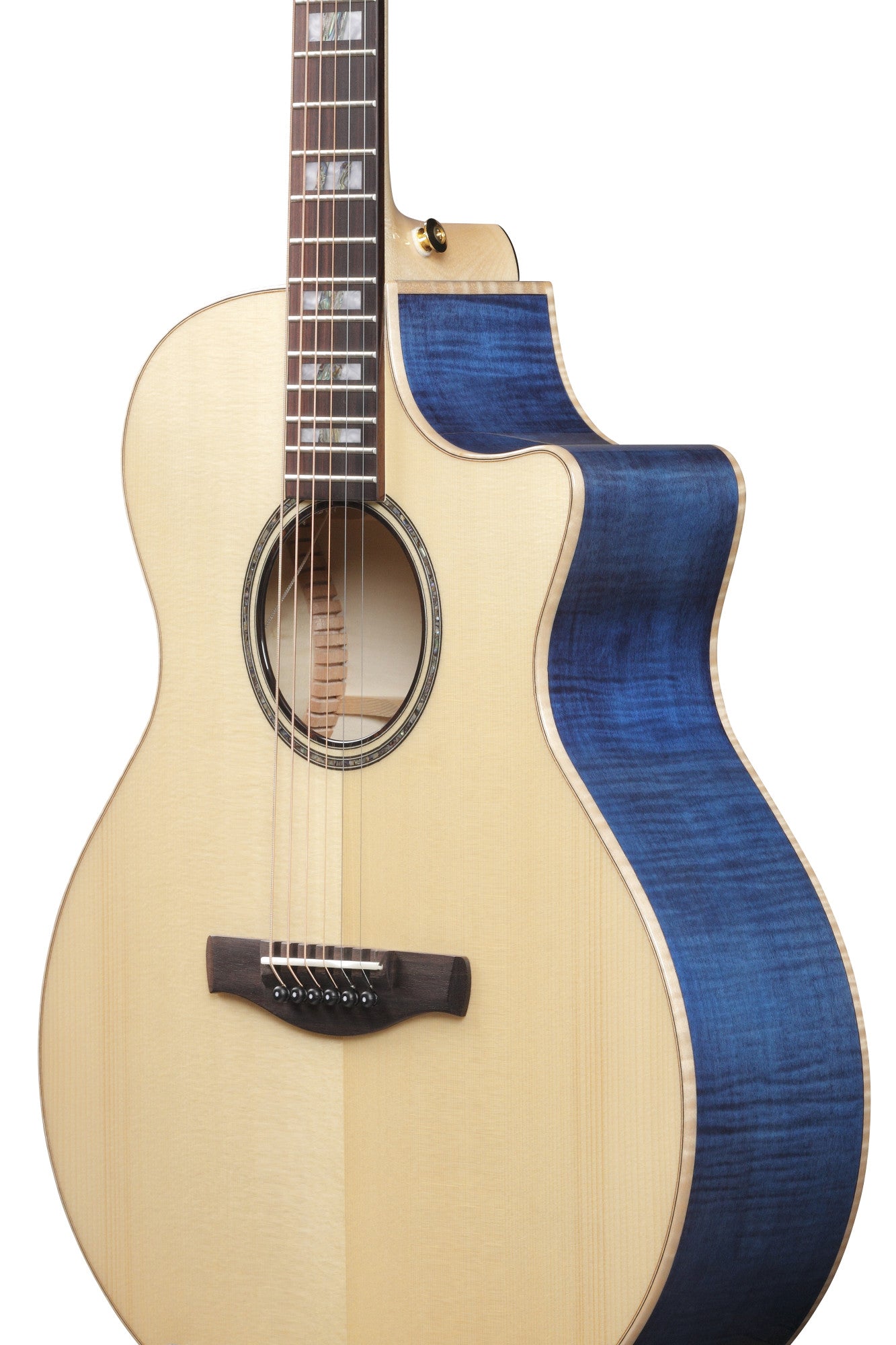 IBANEZ AE Akustikgitarre 6-String - Natural High Gloss Decke, Aqua Blue High Gloss Zargen & Boden