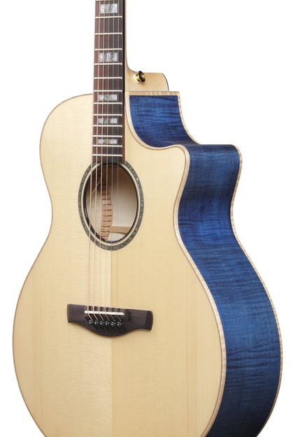 IBANEZ AE Akustikgitarre 6-String - Natural High Gloss Decke, Aqua Blue High Gloss Zargen & Boden