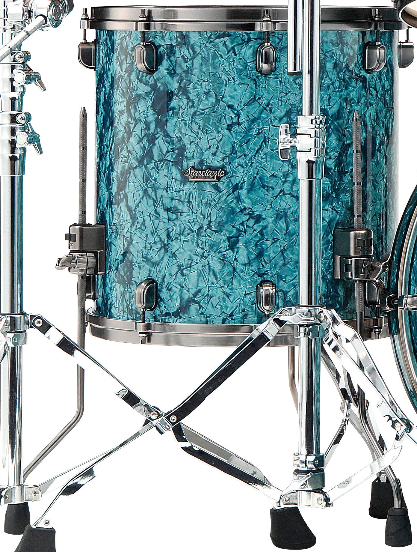 TAMA Starclassic Maple Duracover Wrap Floor Tom 14" x 12" - Turquoise Pearl/Smoked Black Nickel HW