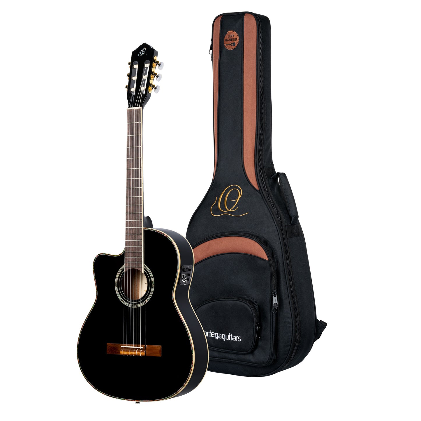 ORTEGA Family Series Pro 4/4 Konzertgitarre 6 String Lefty - Massive Fichte / Mahagoni Black + Bag