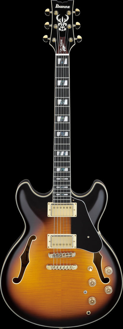 IBANEZ John Scofield Signature Hollow Body Guitar 6-String - Vintage Yellow Sunburst + Case MS100C