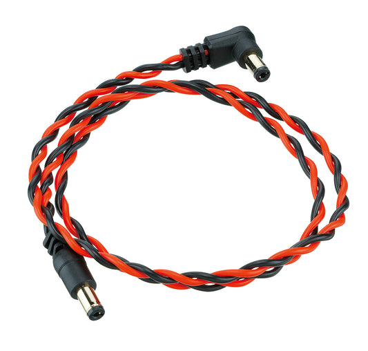 IBANEZ Verdrilltes DC Kabel Schwarz & Neon Rot, Länge: 24“ Gerade & abgewinkelter Stecker