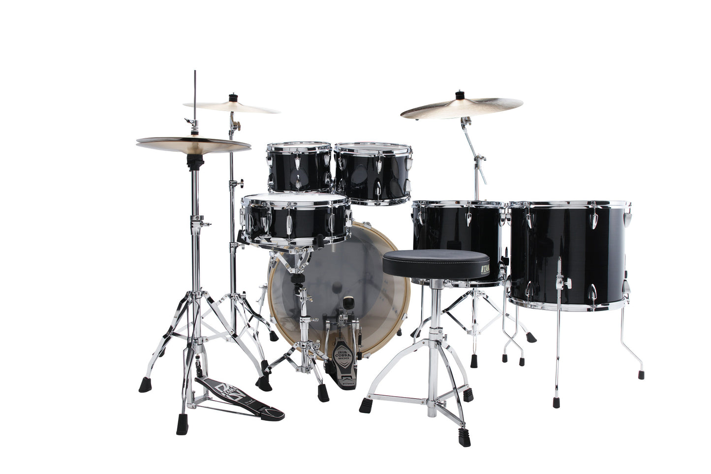 TAMA Imperialstar Drum Set 6 pcs - Hairline Black/Chrome HW + MEINL Cymbals HCS Cymbal Kit/Stage Master Double-Braced Hardware Kit