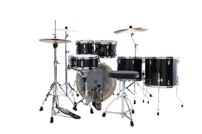 TAMA Imperialstar Drum Set 6 pcs - Hairline Black/Chrome HW + MEINL Cymbals HCS Cymbal Kit/Stage Master Double-Braced Hardware Kit