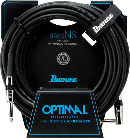 IBANEZ NS Serie Instrumentenkabel - Gerade / Abgewinkelt - Klinke - Klinke, Schwarz - 6,10 m / 20 ft