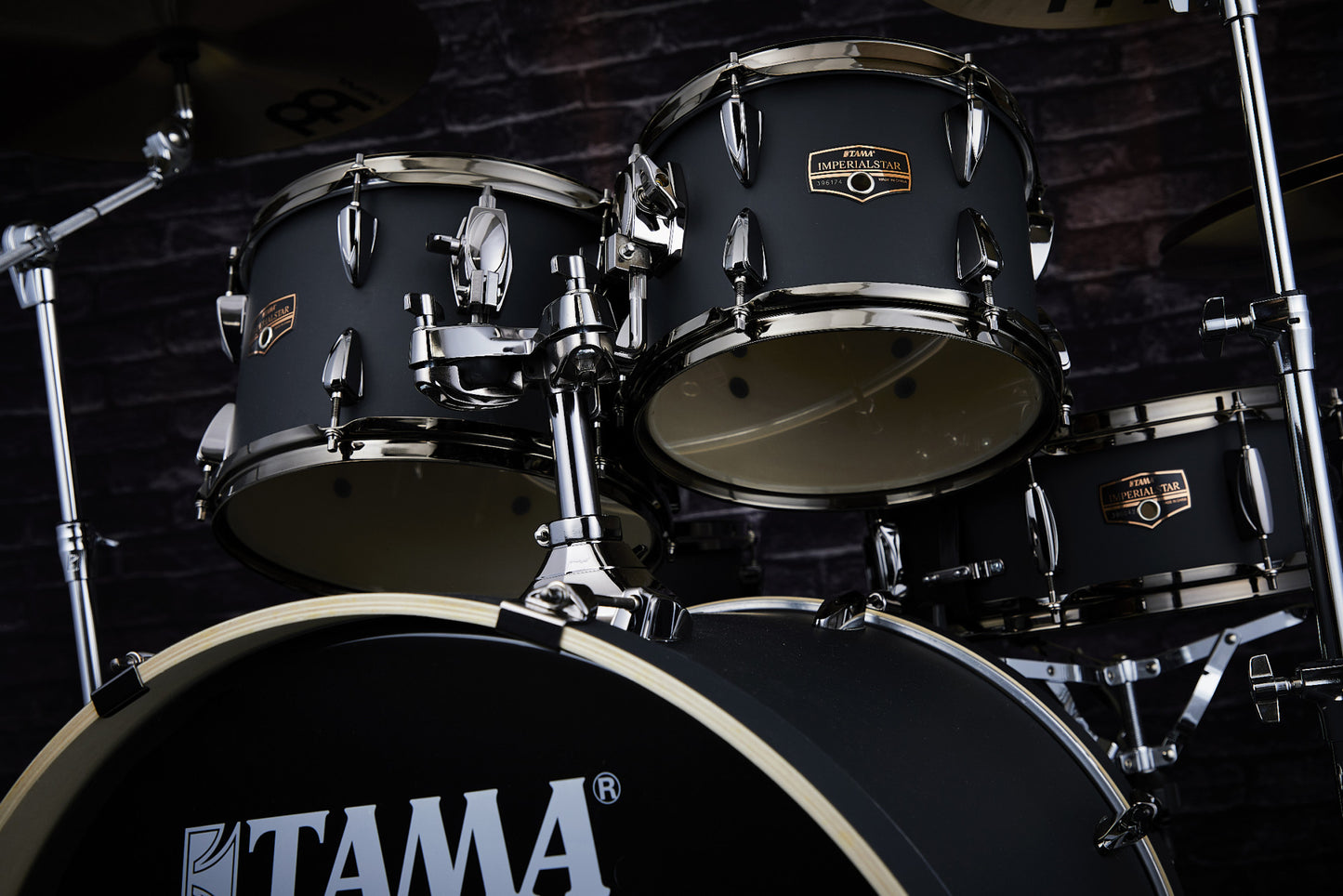 TAMA Imperialstar Drum Set 5 pcs - Blacked Out Black/Black Nickel HW + MEINL Cymbals HCS Cymbal Kit/Stage Master Double-Braced Hardware Kit