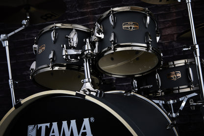 TAMA Imperialstar Drum Set 5 pcs - Blacked Out Black/Black Nickel HW + MEINL Cymbals HCS Cymbal Kit/Stage Master Double-Braced Hardware Kit