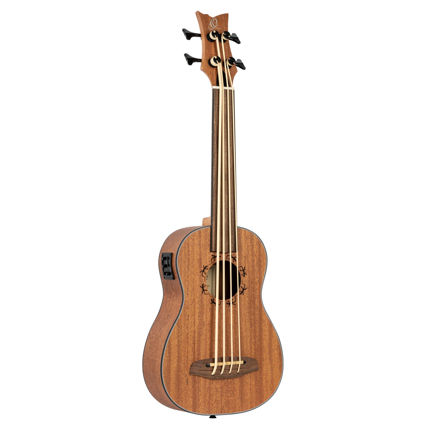 ORTEGA Lizard Serie Short Scale Fretless Uke Bass 4 String - Mahogany Natural + Bag