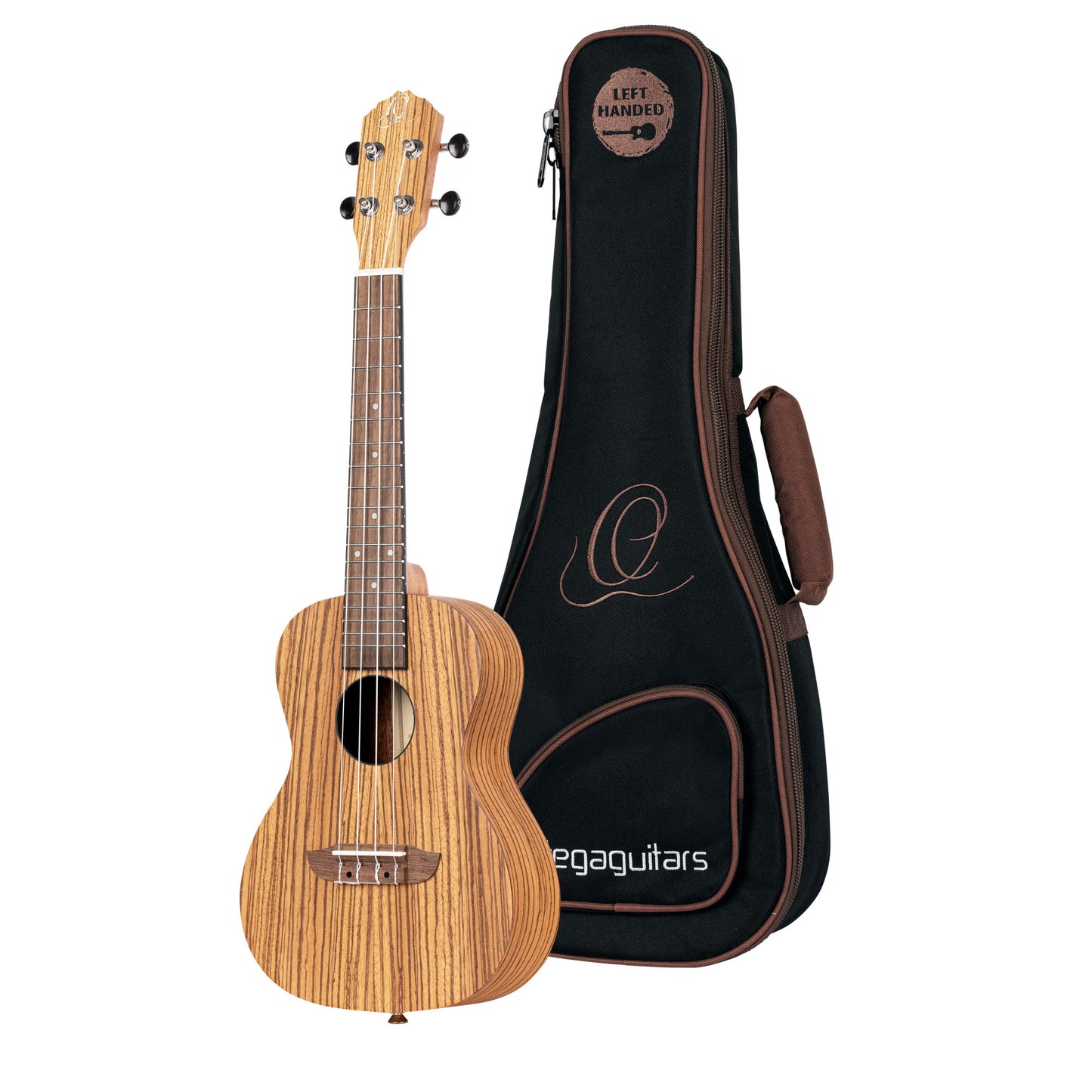 ORTEGA Timber Series Concert Ukulele 4 String Lefty - Zebrawood Natural + Bag