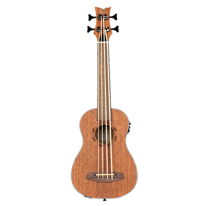 ORTEGA Lizard Series Short Scale Uke Bass 4 String Lefty - Acacia Natural + Bag