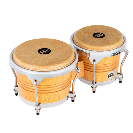MEINL Percussion Wood Bongo 6 3/4" Macho & 8" Hembra - Super Natural/Chrom HW