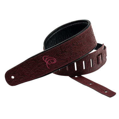 ORTEGA Echtledergitarrengurt - Byzantine Bordeaux