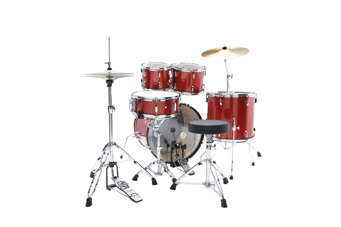 TAMA Stagestar Drum Set 5 teilig (22" BD) - Candy Red Sparkle/Chrom HW + MEINL Cymbals BCS Cymbal Set